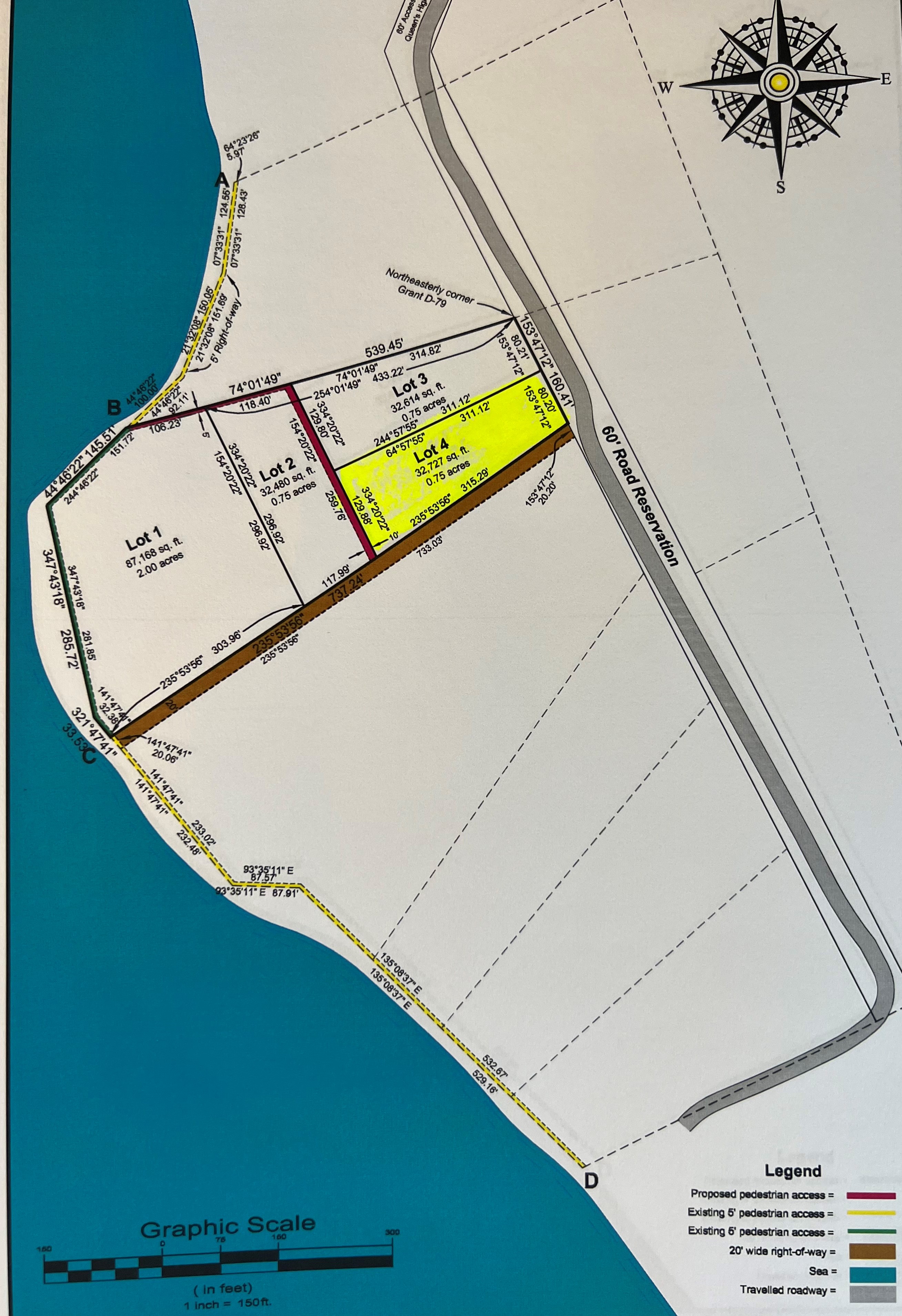 Lot 4 Highlighted Survey Drawing